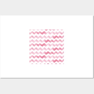 Watercolor Pink Chevron Stripes Posters and Art